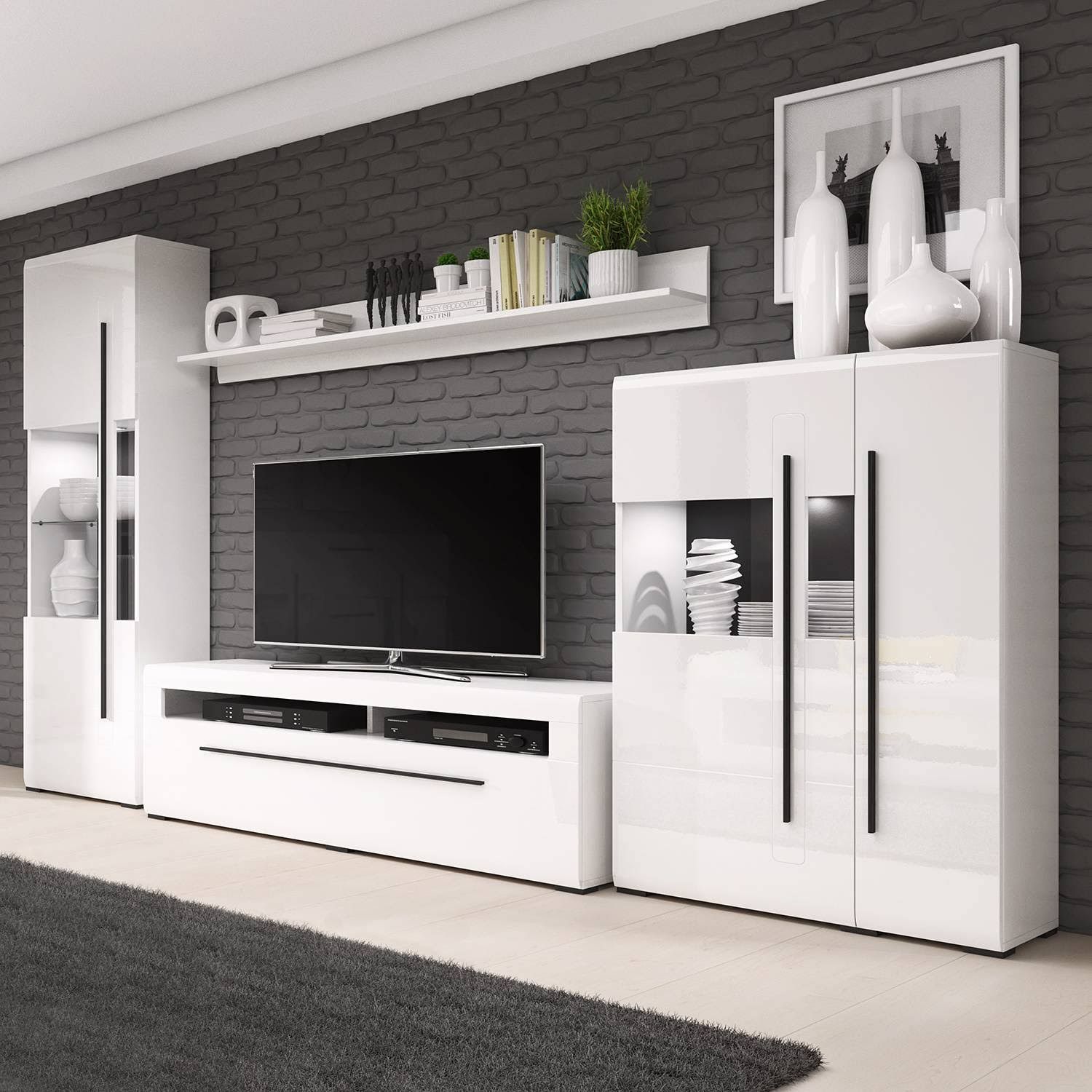 loftscape Wohnwand Tyfta II 4-teilig Front MDF Mitteldichte Holzfaserplatte