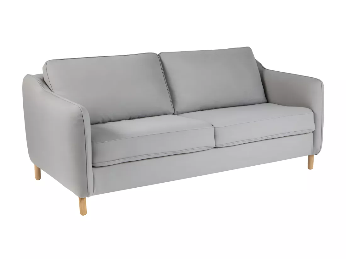 Vornay - Canapé convertible express 3 places en tissu - Gris clair