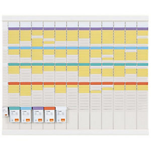 Nobo planning à fiches T2 - 13 colonnes - 80 x 66 cm