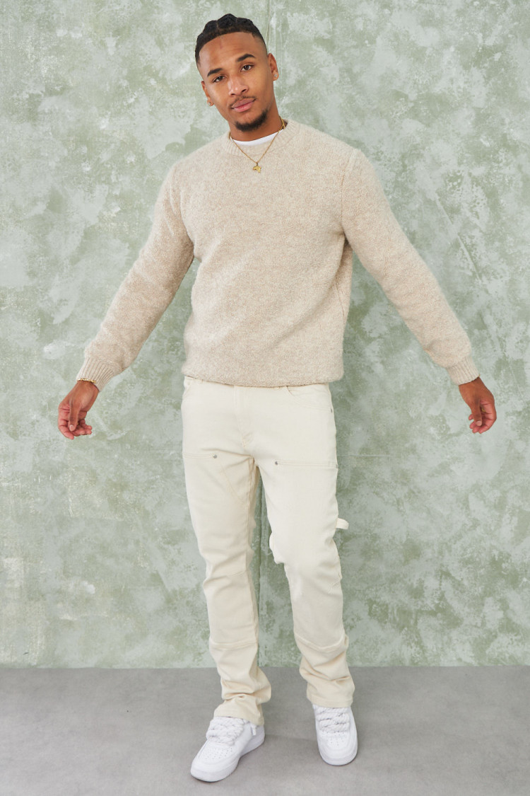 Jean beige à empiècement
