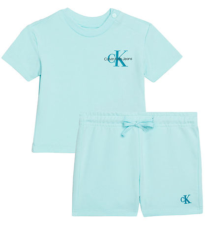 Calvin Klein Set - T-Shirt/Shorts - Monogramm-Logo - Blue Tönung