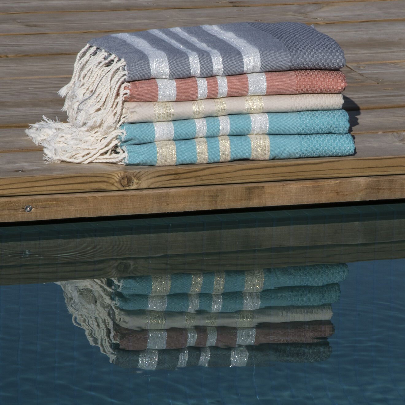 Febronie Fouta Nid d'Abeille Hamptons vert canard - 100x200 cm