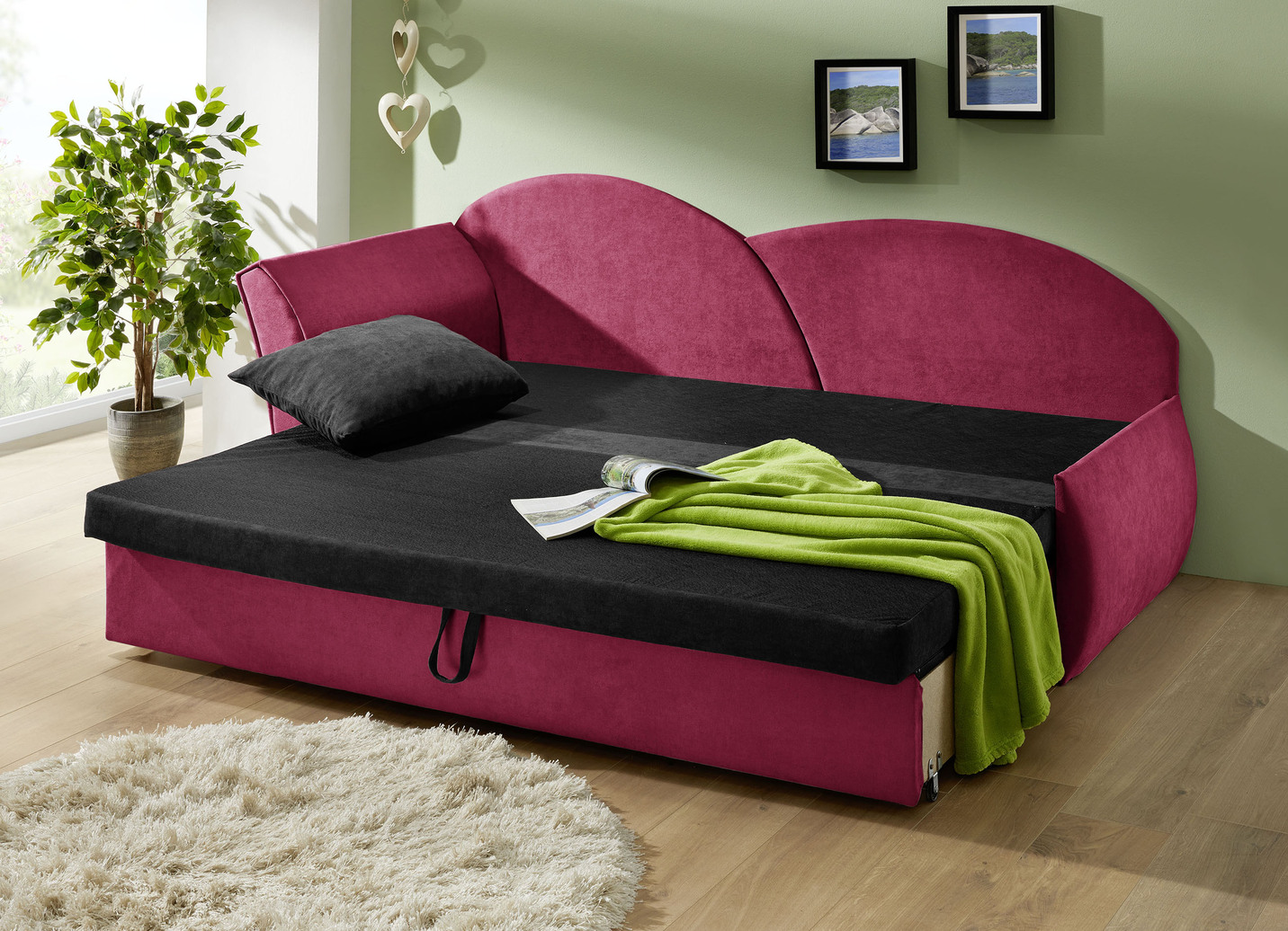 Schlafsofa mit Bettkasten und 1 Dekokissen