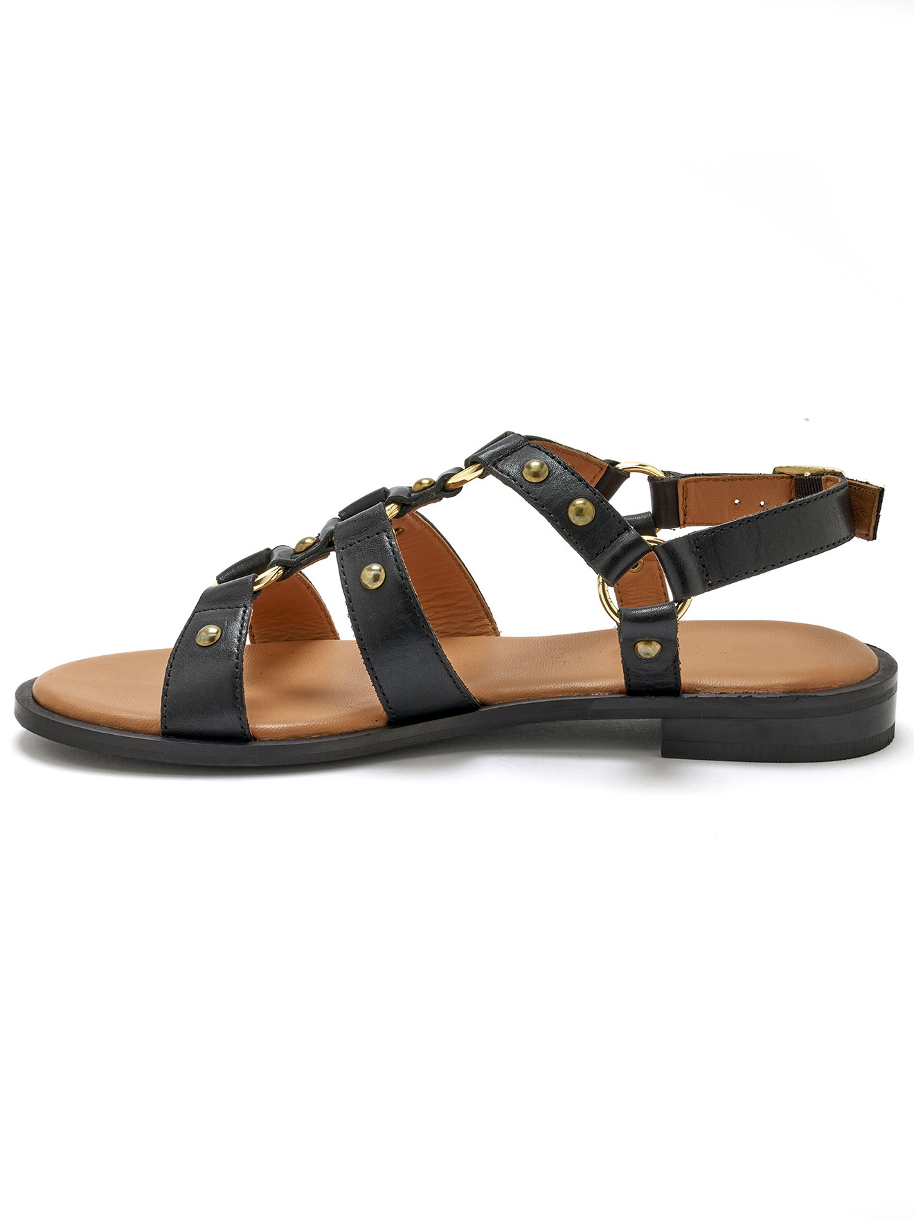 Sandales cuir lanières cloutées