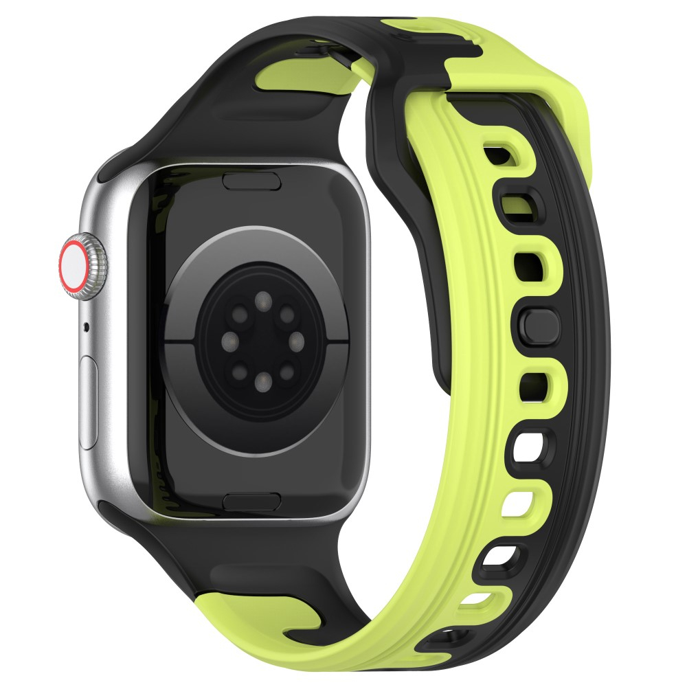Apple Watch (49/46/45/44 mm) Silikon Sport Armband Dual Color Wellenmuster (Gelenkumfang: 180-220mm) - Schwarz / Grün