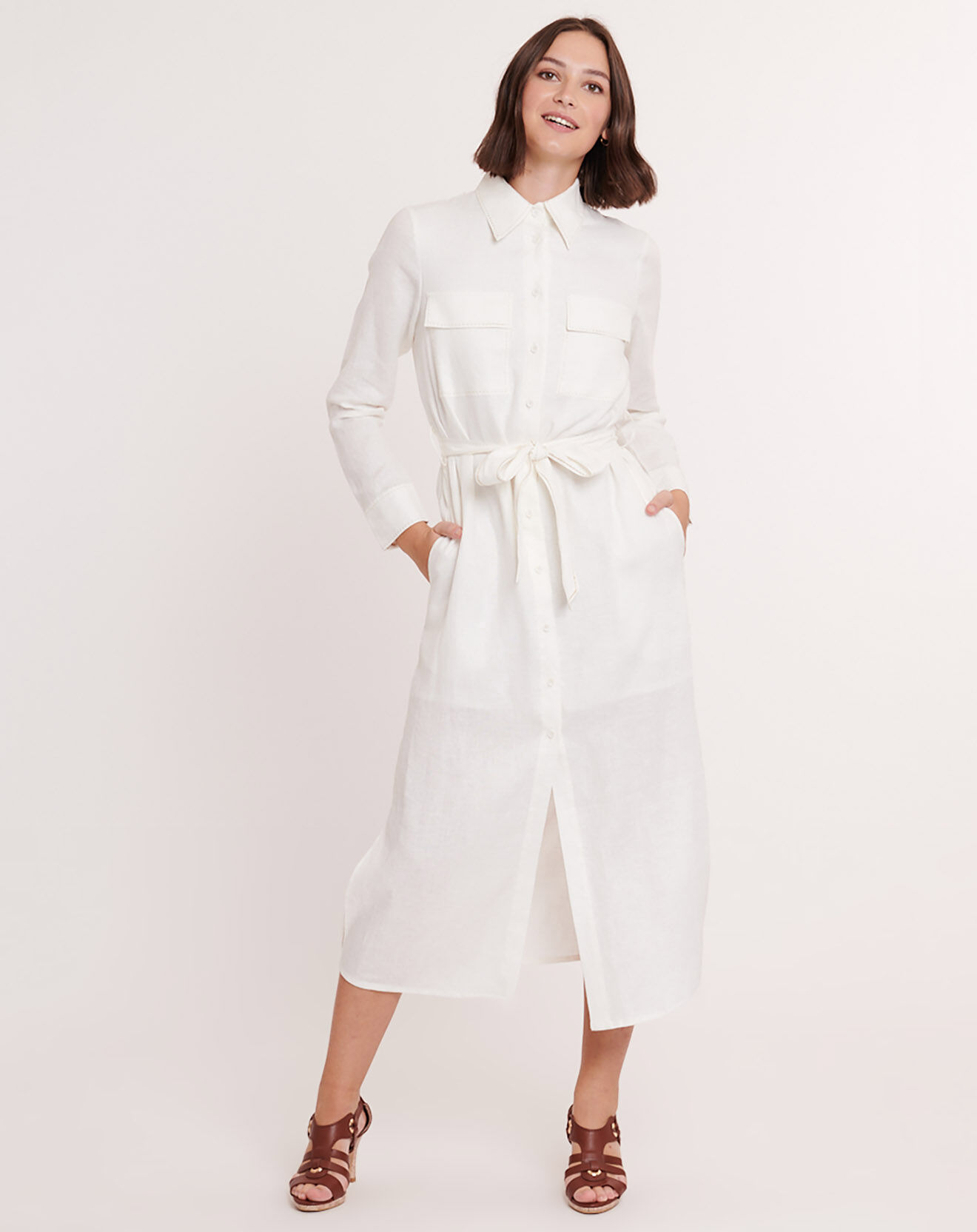 Derhy Robe 100% Lin Pierre blanche