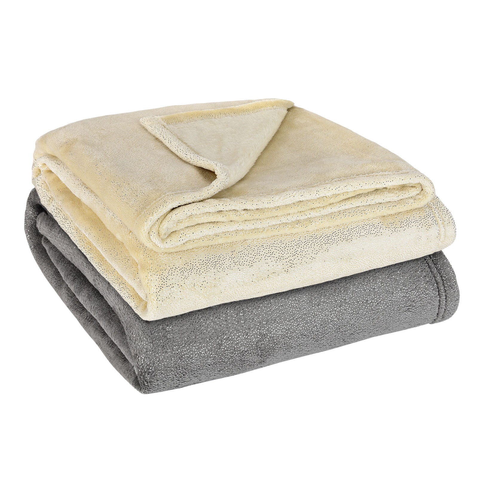 Flanell Kuscheldecke mit Glitter 150 x 200 cm anthrazit