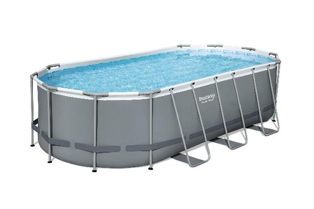 Bestway Zwembad power steel set ovaal grijs 549