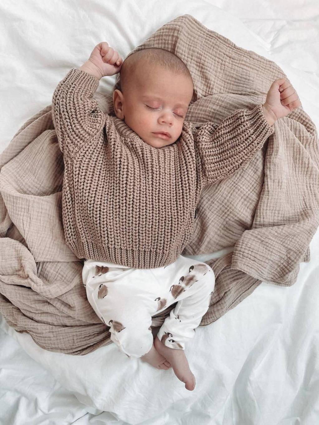 Babystyling baby broek met all over print wit