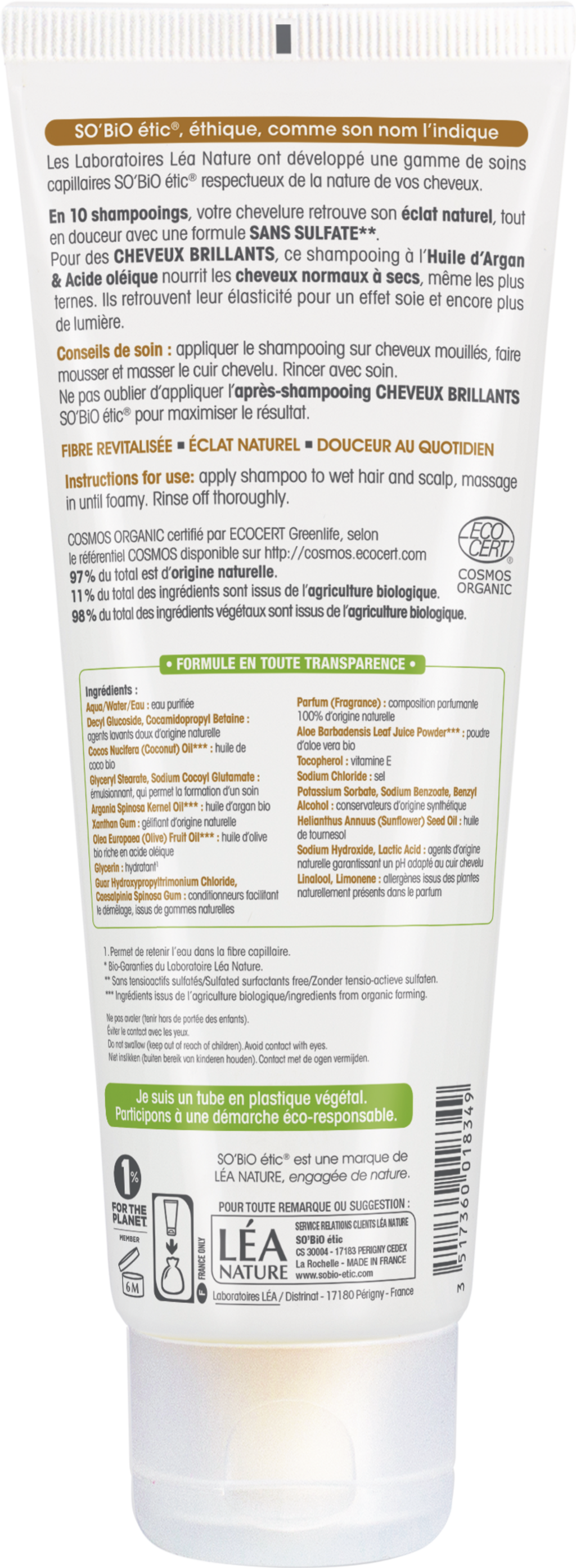 LÉA NATURE SO BiO étic  Glanz-Shampoo Argan + Ölsäure, 250 ml