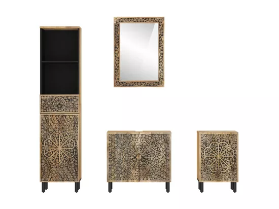 Ensemble de meubles de salle de bain 4 pcs bois manguier massif