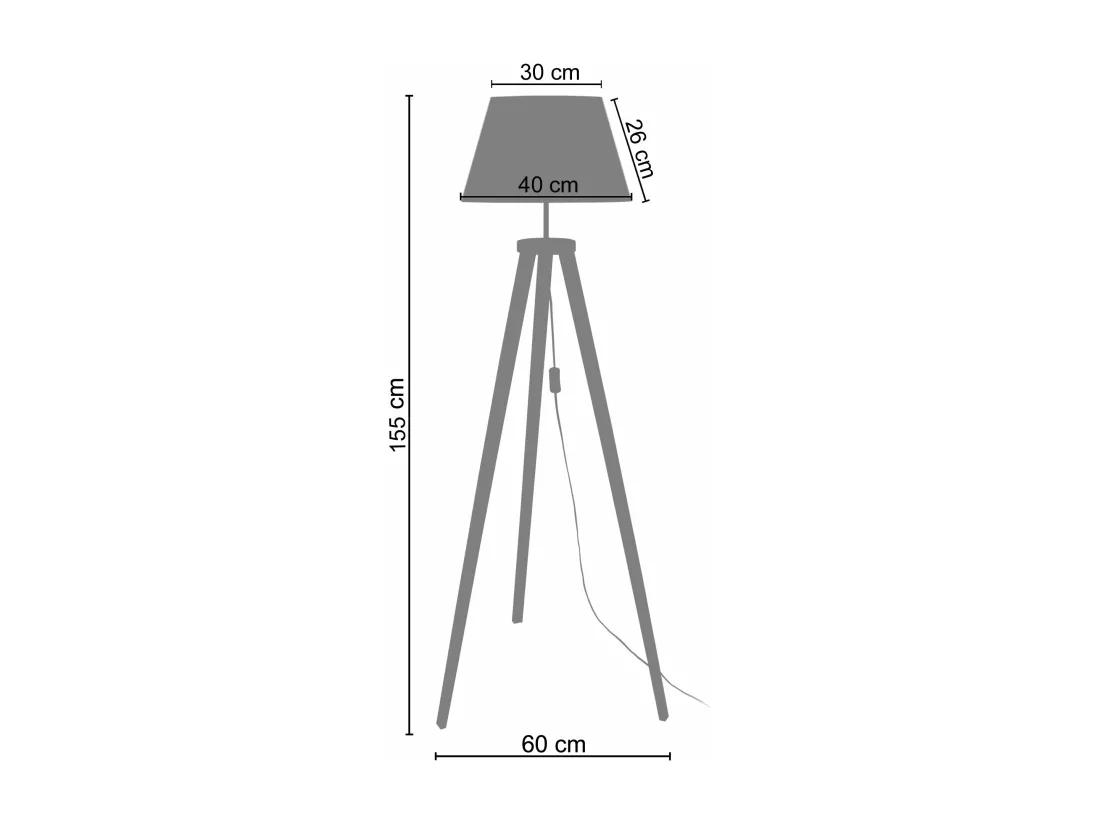 Lampadaire trépied, bois naturel 155 cm.