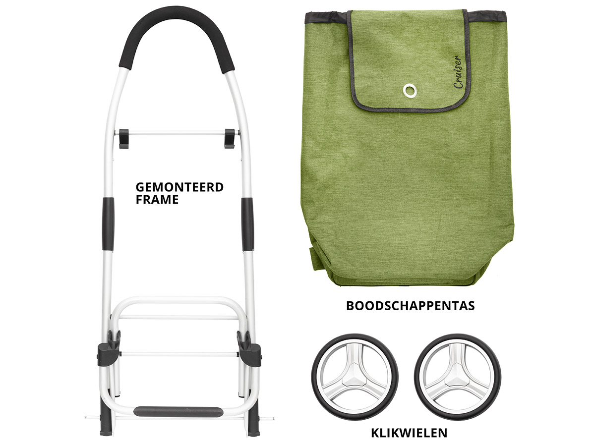 Cruiser 45 liter opvouwbare boodschappentrolley - Green