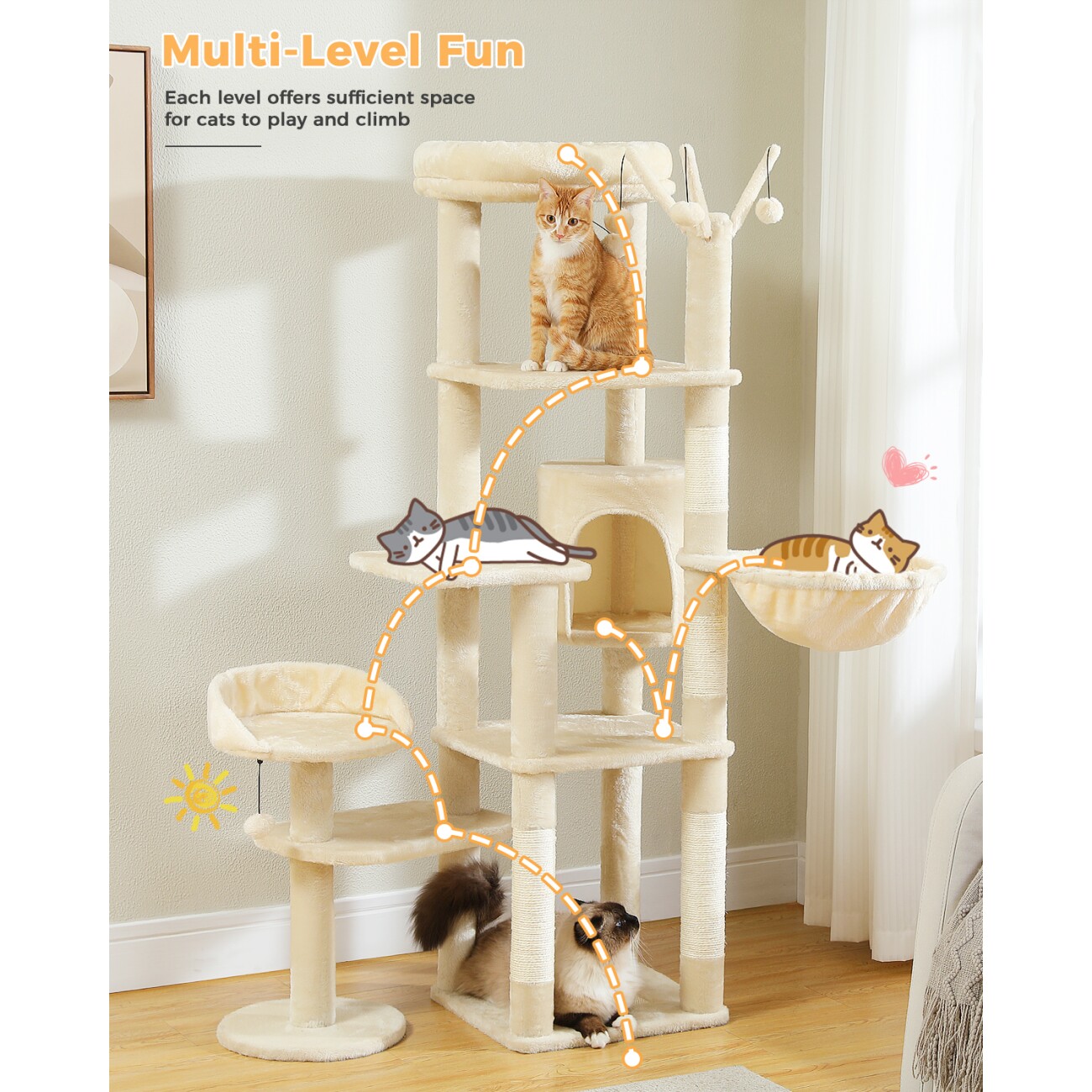 Pawz Road mehrstöckiger Kratzbaum 150cm beige