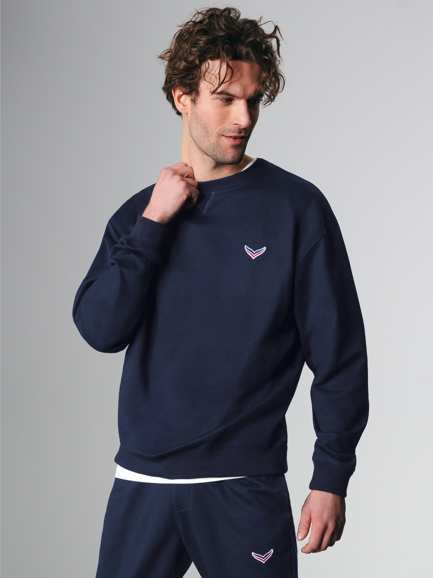 Oversized Sweatshirt mit Logo-Patch Navy