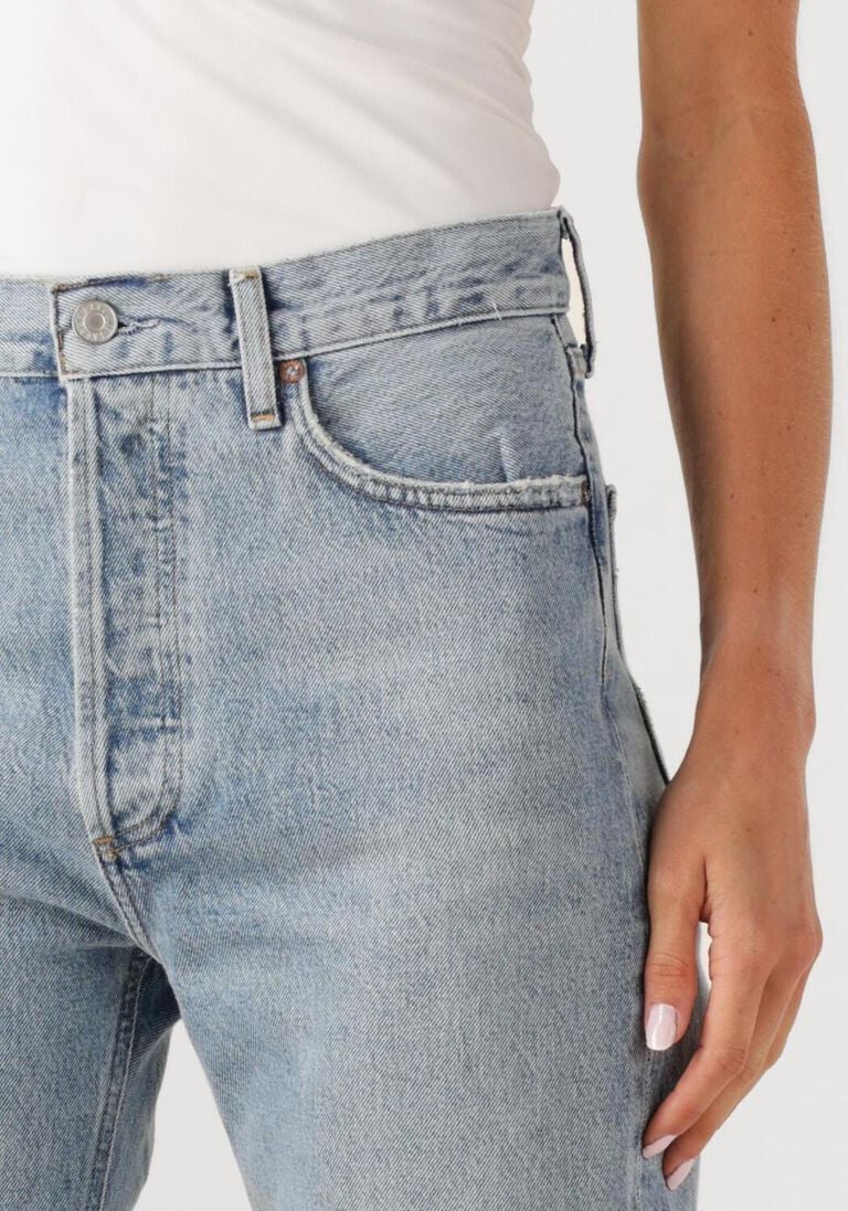 lichtblauwe agolde straight leg jeans 90's pinch waist long in force