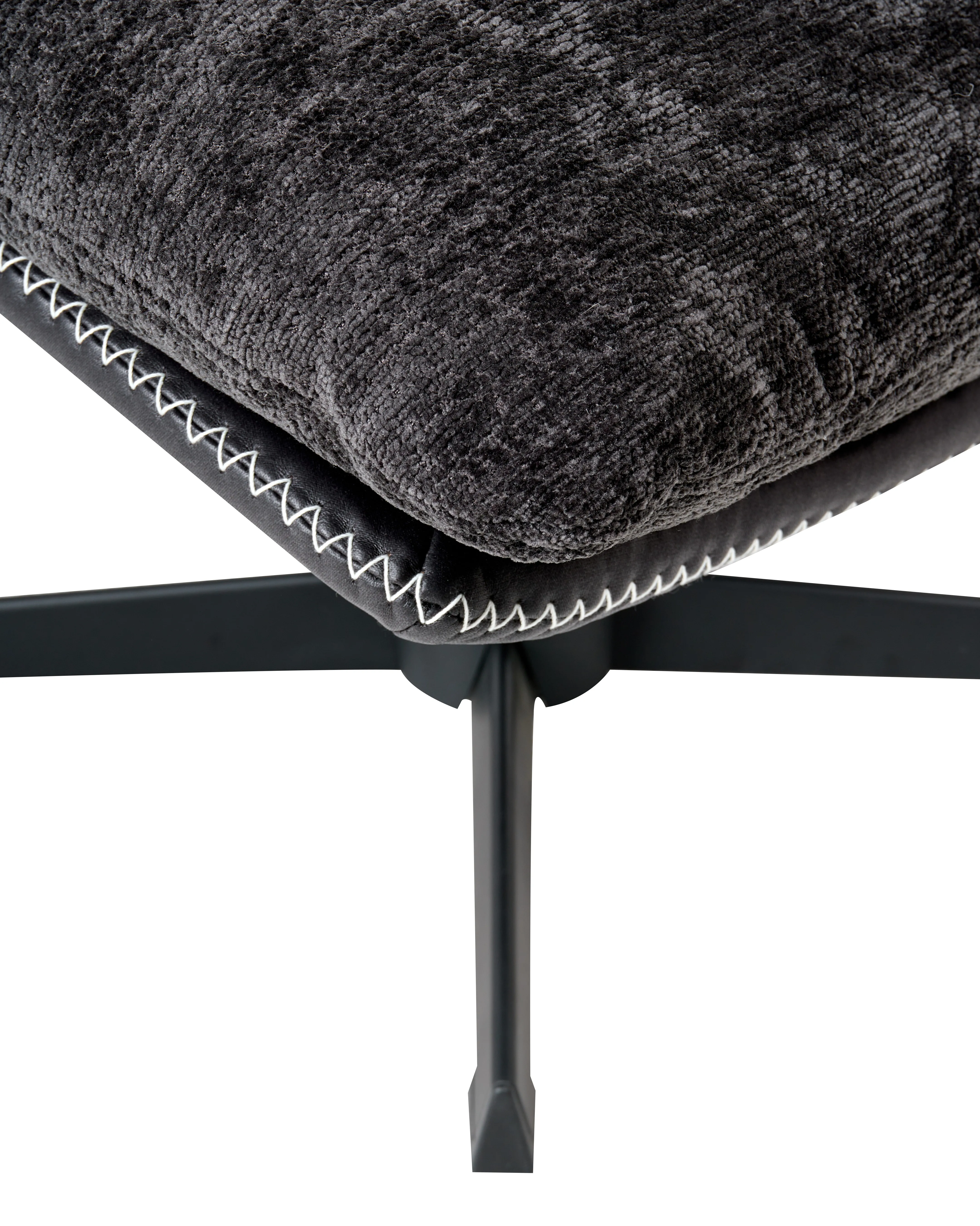 Draaifauteuil TOVIK met voetenbank Chenille Zwart