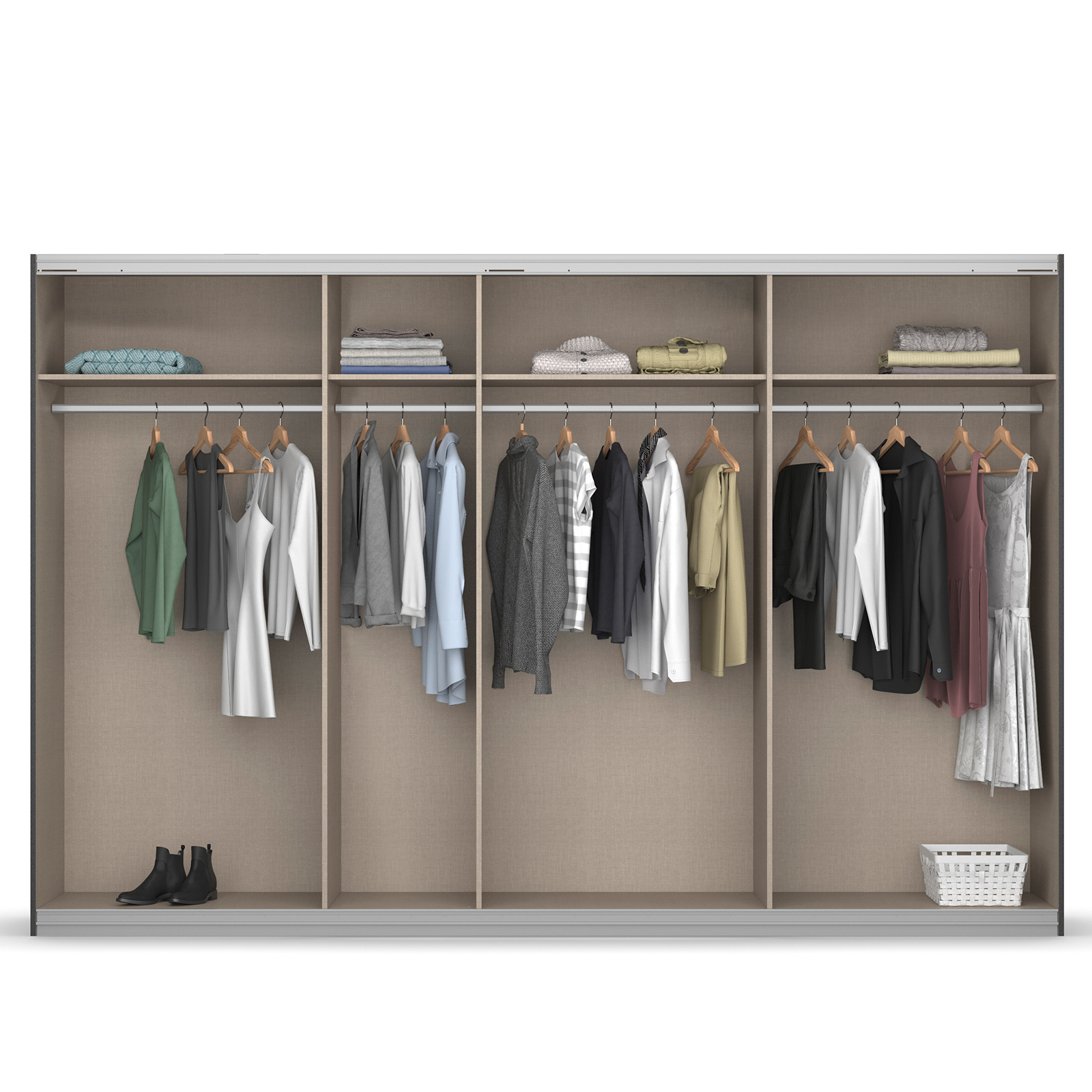 Schwebetürenschrank - Eiche Sonoma - Weißglas - 315x211 cm