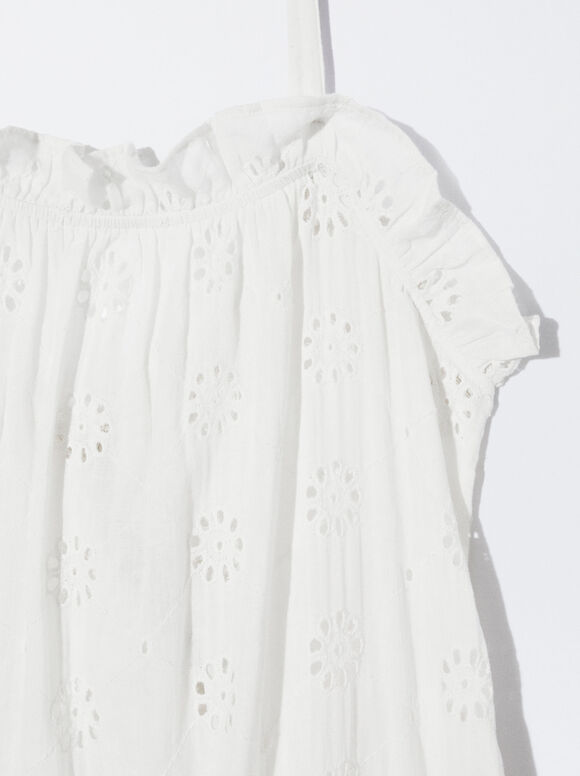 Vestido Largo Con Bordados - Blanco
