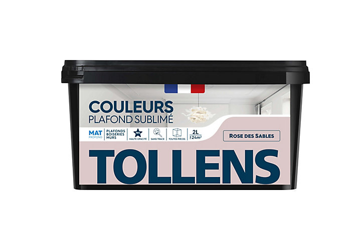 Peinture Plafond Sublimé Tollens mat rose des sables 2L