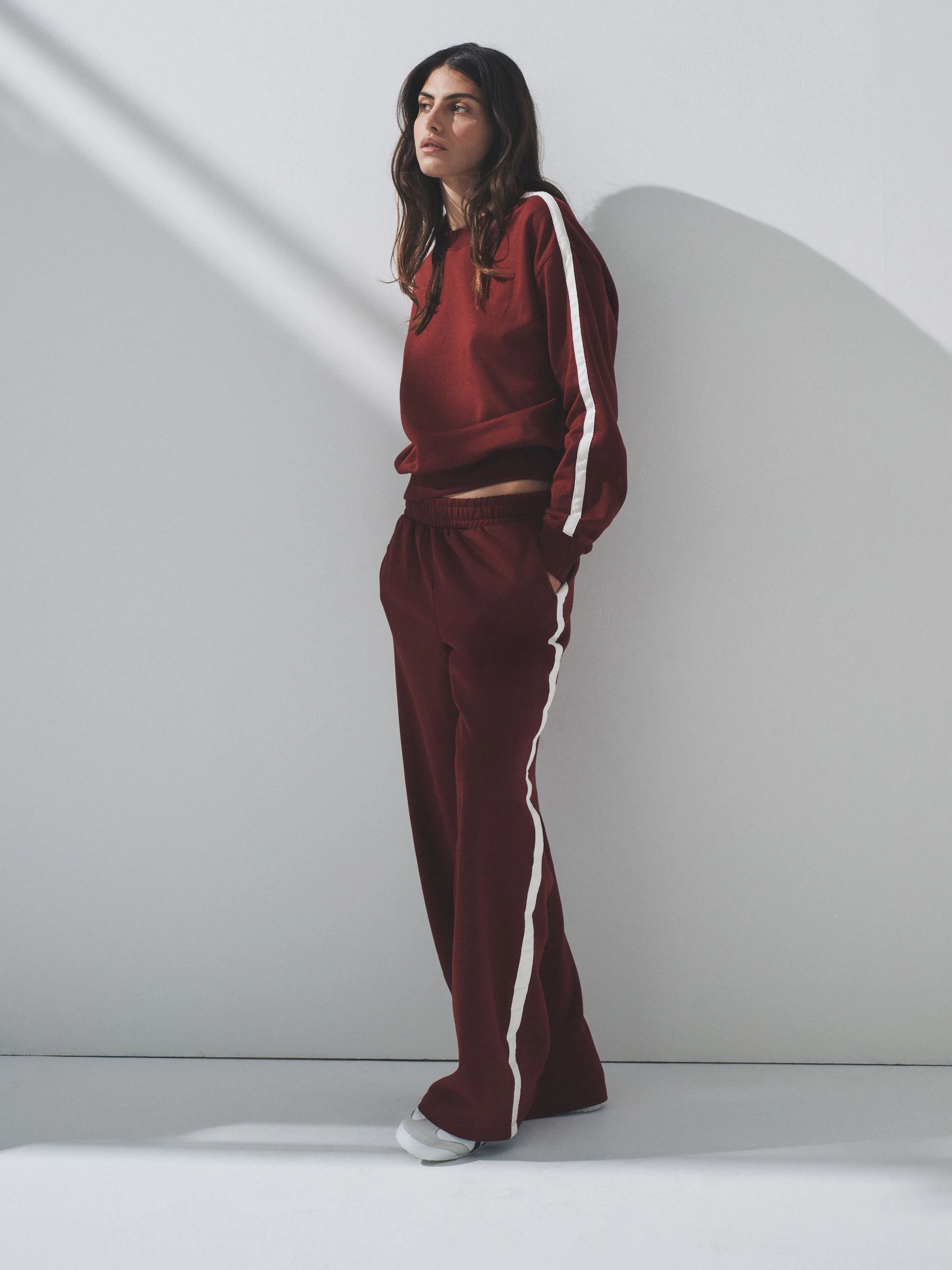 The Set 2 Piece Taped Crew Neck Sweatshirt and Wide Leg Joggers Set