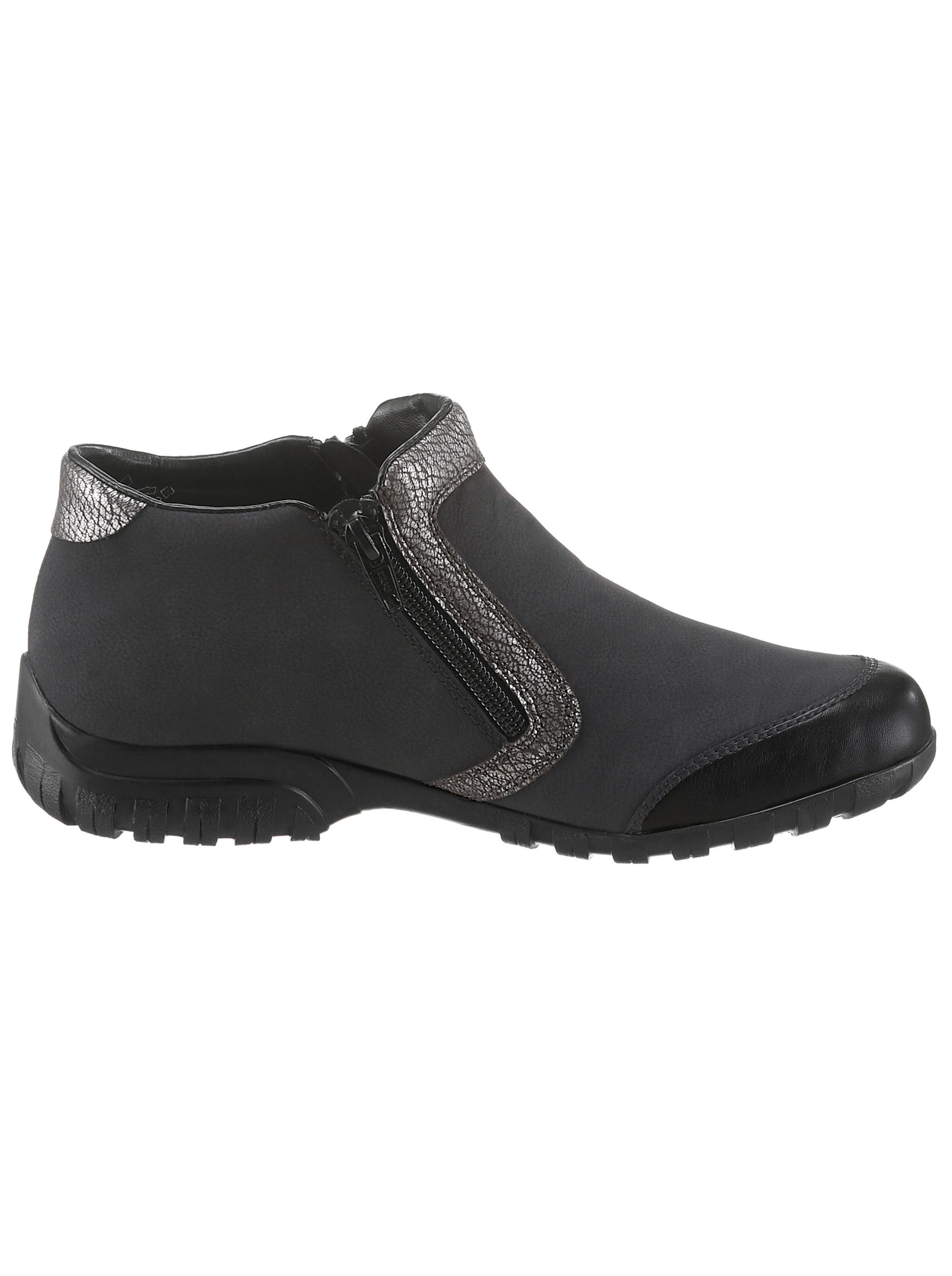 Rieker Slipper in schwarz-silberfarben