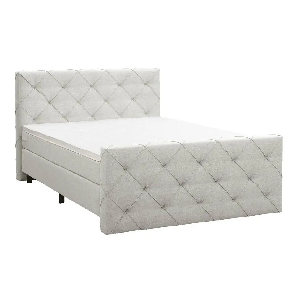Boxspring met voetbord Liv geruit - ecru - 160x200 cm - ronde poot