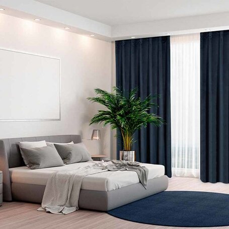 Velvet Gordijnen Verduisterend - Haken of Ringen - Navy