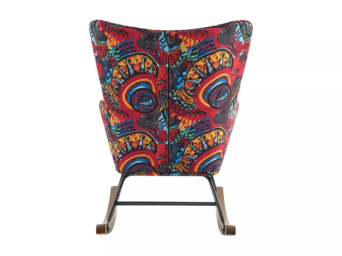 Fauteuil à bascule en velours avec cadre en métal et base en bois pour un refuge de chambre apaisant