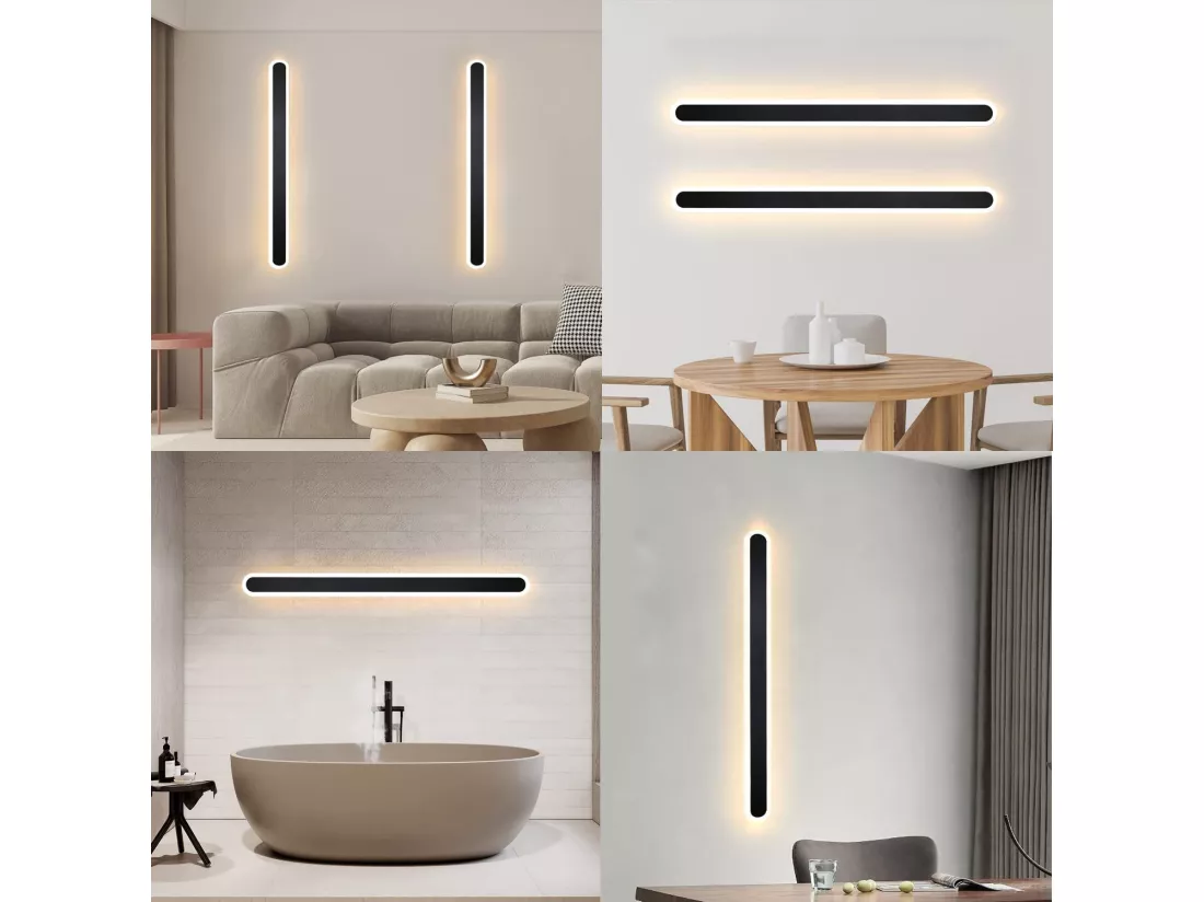NETTLIFE applique murale LED applique extérieure 100 cm noir Villa lampe extérieure IP65 étanche longue moderne 21 W