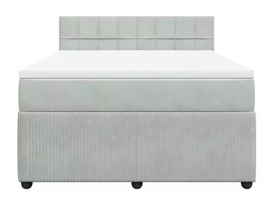 Sommier à lattes de lit et matelas Gris clair 140x190cm Velours