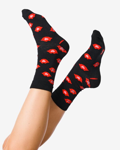 chaussettes avec coton lots of kisses noir