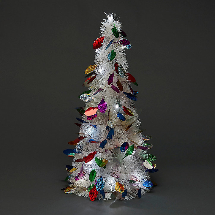 Arbre blanc 50 LEDs multicolore H.50 cm
