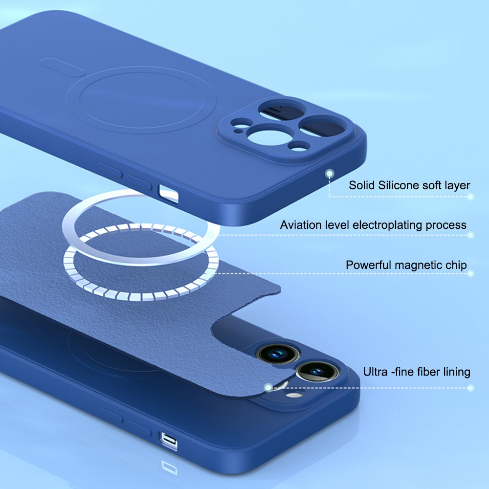 iPhone 14 Pro MagSafe Silikon Case Hülle mit Kameraschutz - Violett