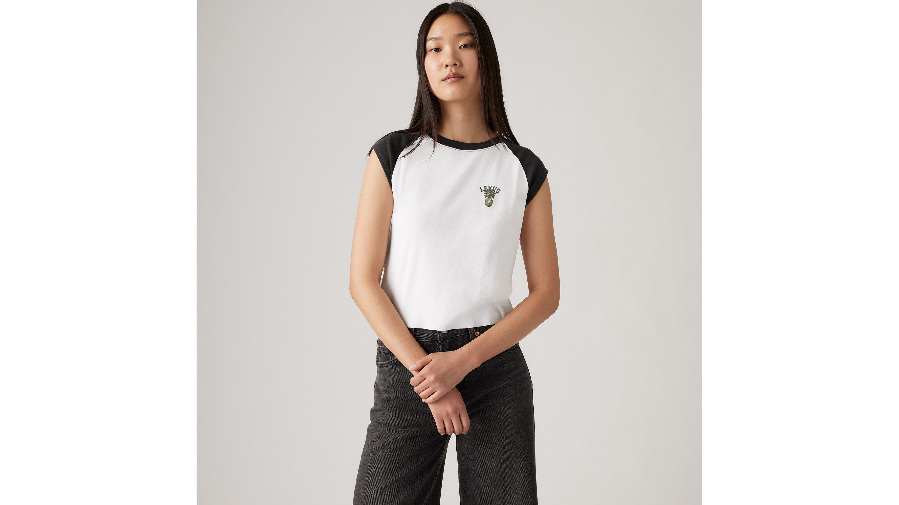 T-shirt sans manche graphique Anywear - Pineapple Bright White/Pirate Black - Blanc