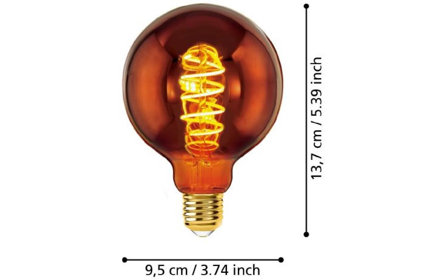 Lampe 4 W E27 WarmweissDeko-Leuchtmittel aus bedampftem Glas in Kupfer