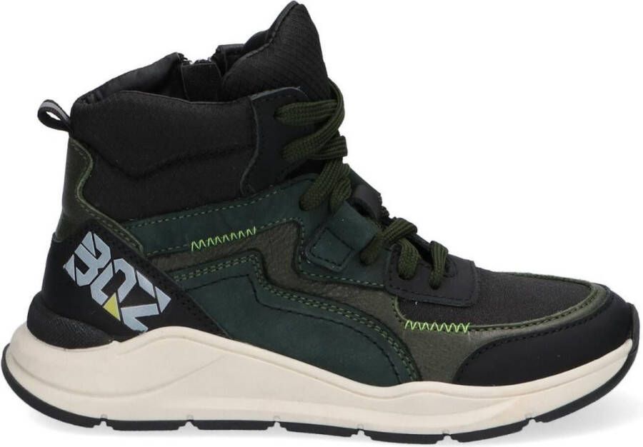 Braqeez 421982-568 Hoge Sneakers Groen Leer Veters