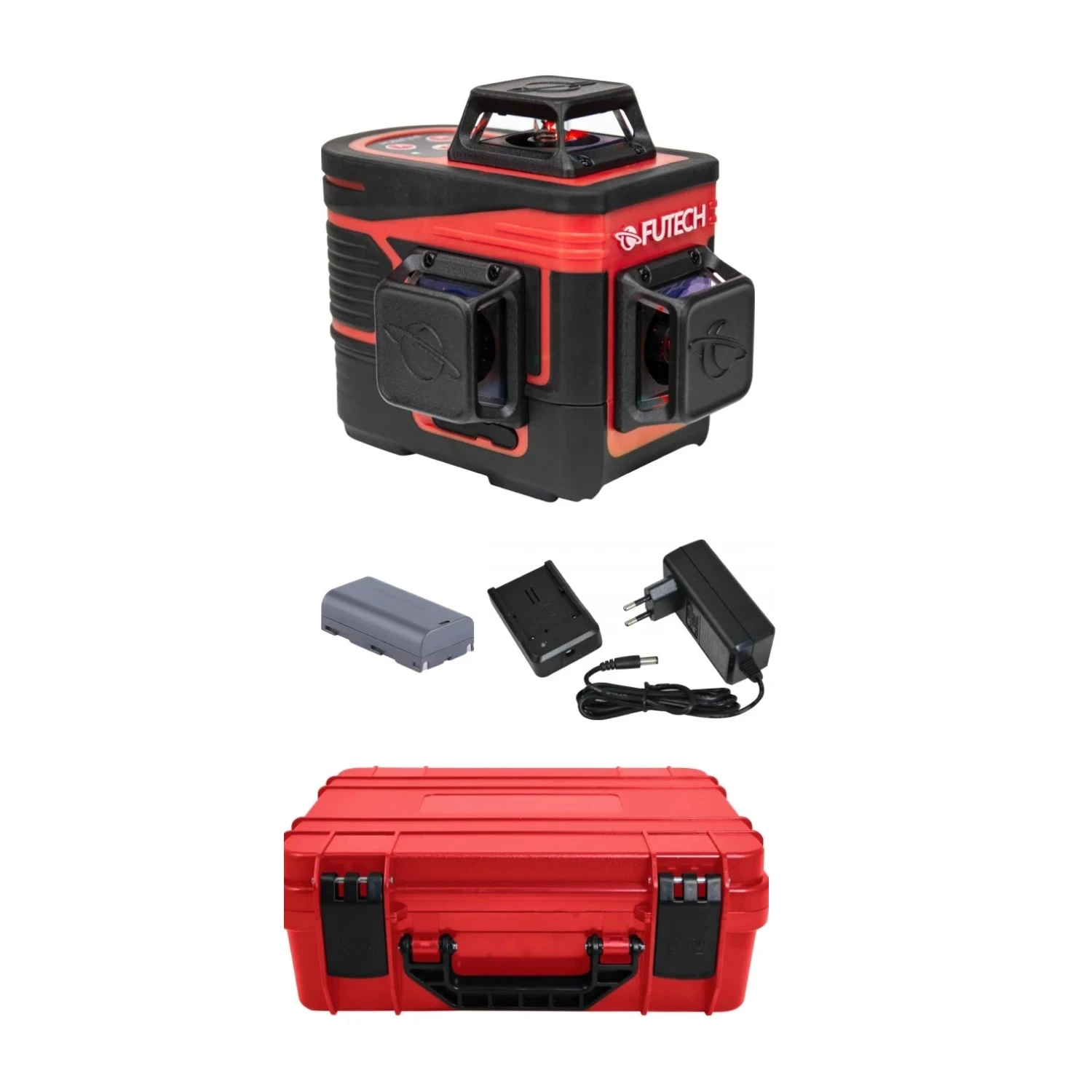 FUTECH MC3D Multicross 3D Compact kruislijnlaser set incl. statief in koffer - rood - 2x 120m - 3 lijnen