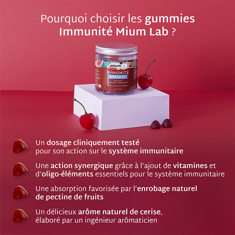 Cure gummies immunité - Cerise - Sans sucres - 2 mois