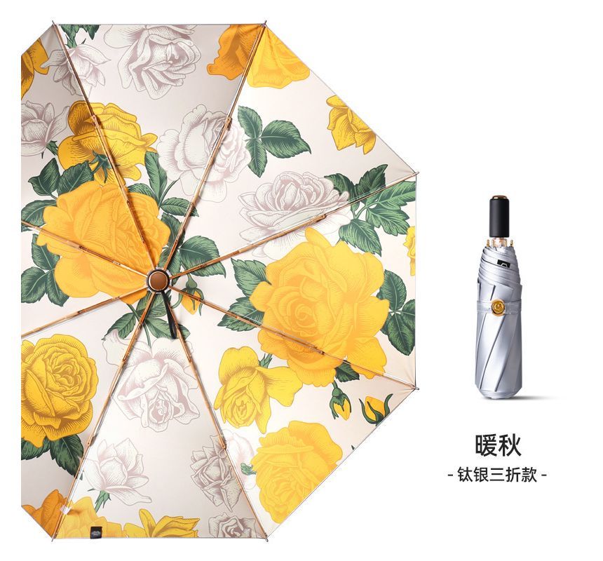 Fenmo - Compacte paraplu met bloemenmotief (verschillende designs)