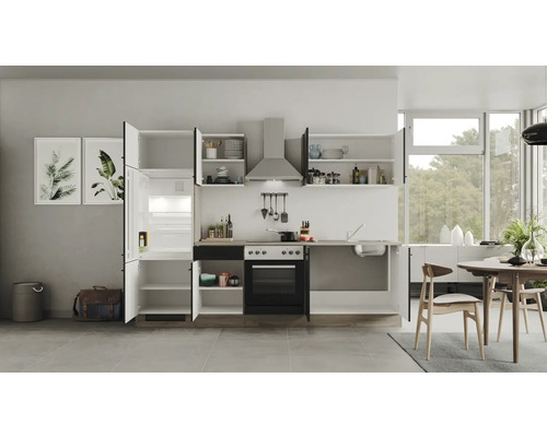 Flex Well keukenblok met apparatuur Capri 270 cm zwart mat gedemonteerd omkeerbaar uitvoering 00012601
