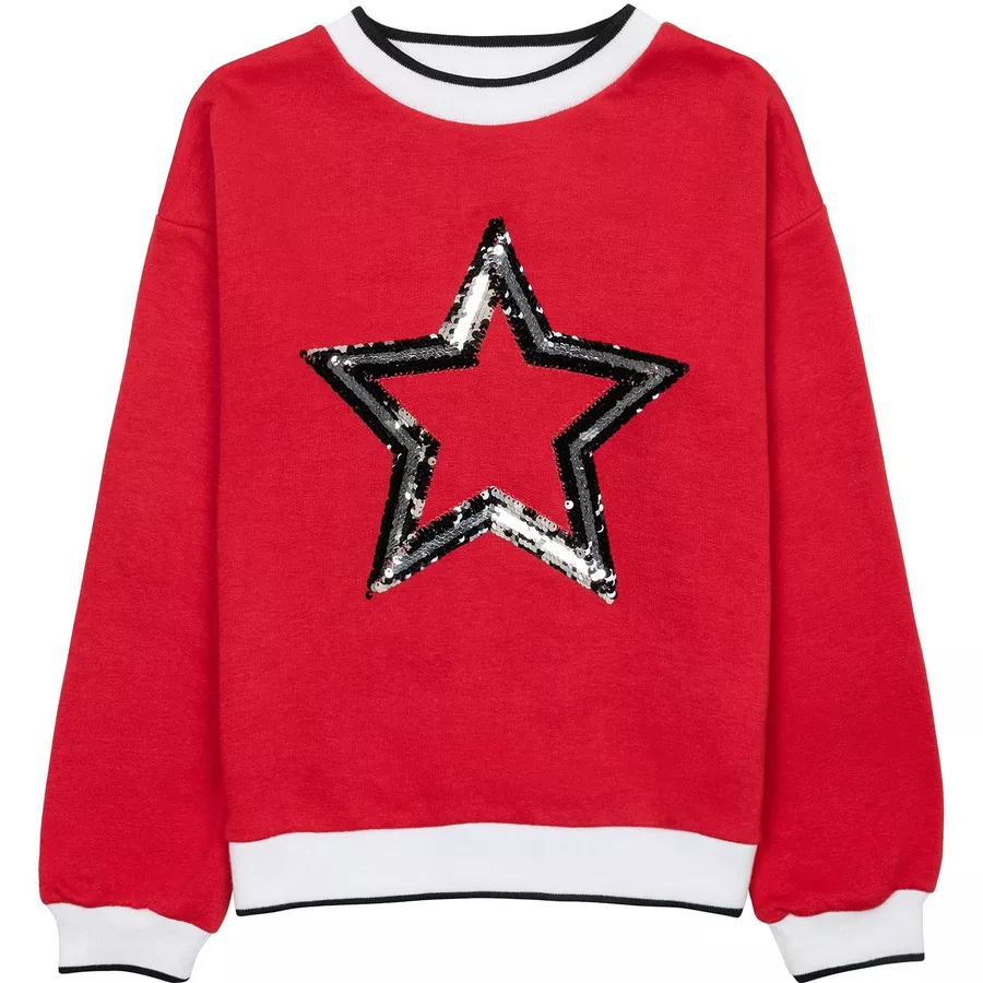 MINOTI Sweatshirt mit Paillettenstern Rot