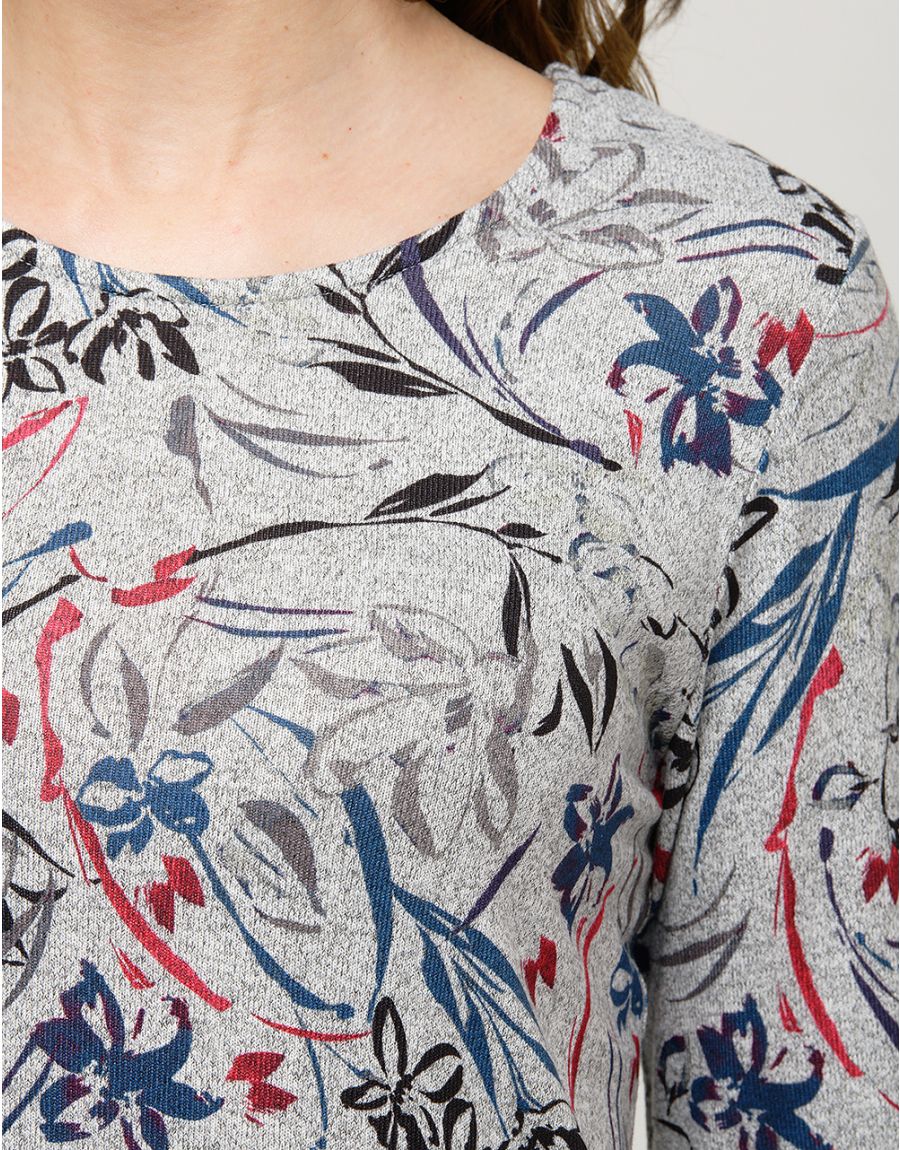 T-shirt chaud gris motifs
