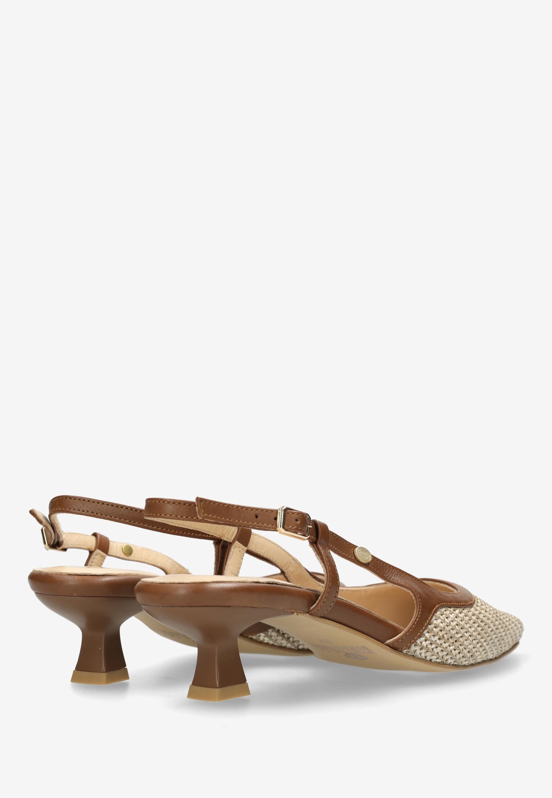 CARLY SLING raffia/nappa leather Beige/Brown