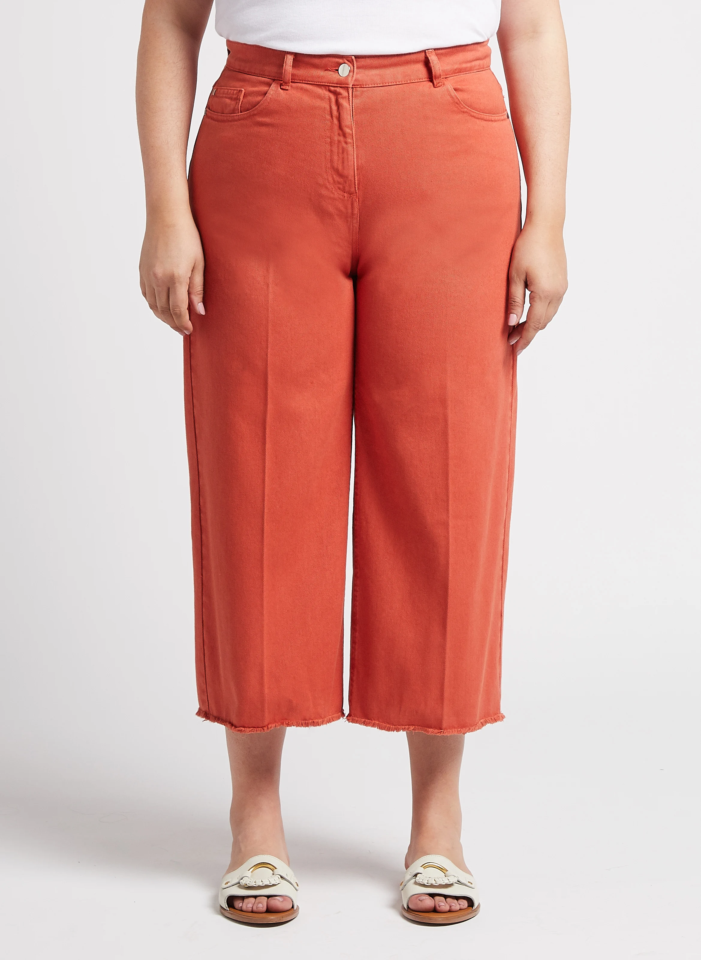 RAGGIO - Jean cropped en coton| Orange