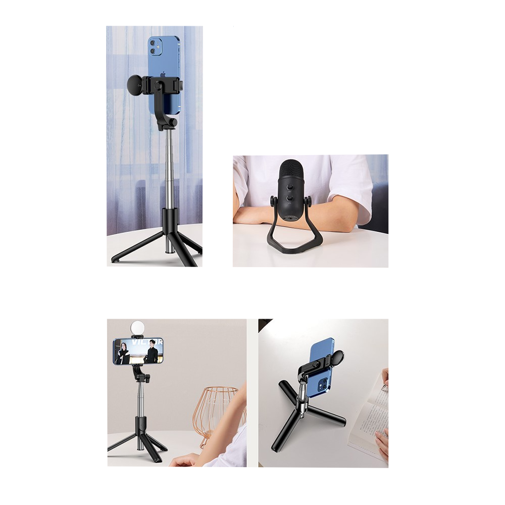 (100cm) XXL Selfie Stick Tripod Dreibein Stativ Halterung mit LED Beleuchtung   Bluetooth Fernauslöser für Smartphone - Schwarz