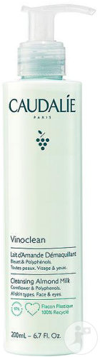 Caudalie Vinoclean Lait D'Amande Démaquillant Visage Et Yeux Toutes Peaux Flacon Pompe 200ml