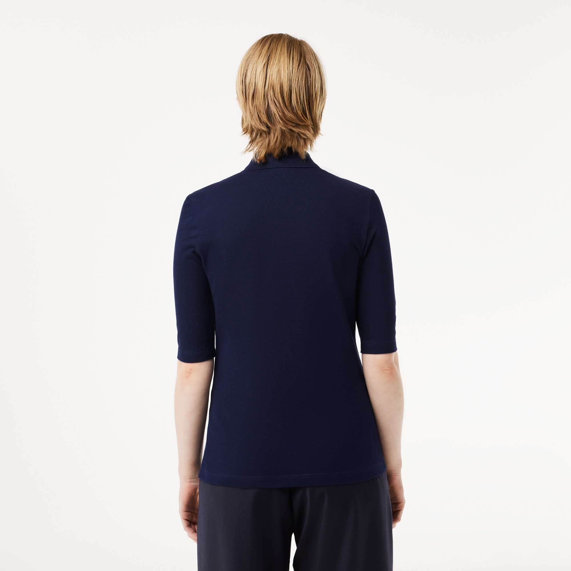 Polo Lacoste slim fit à manches trois-quarts en coton souple Manches Courtes - Bleu - Lacoste - Femme