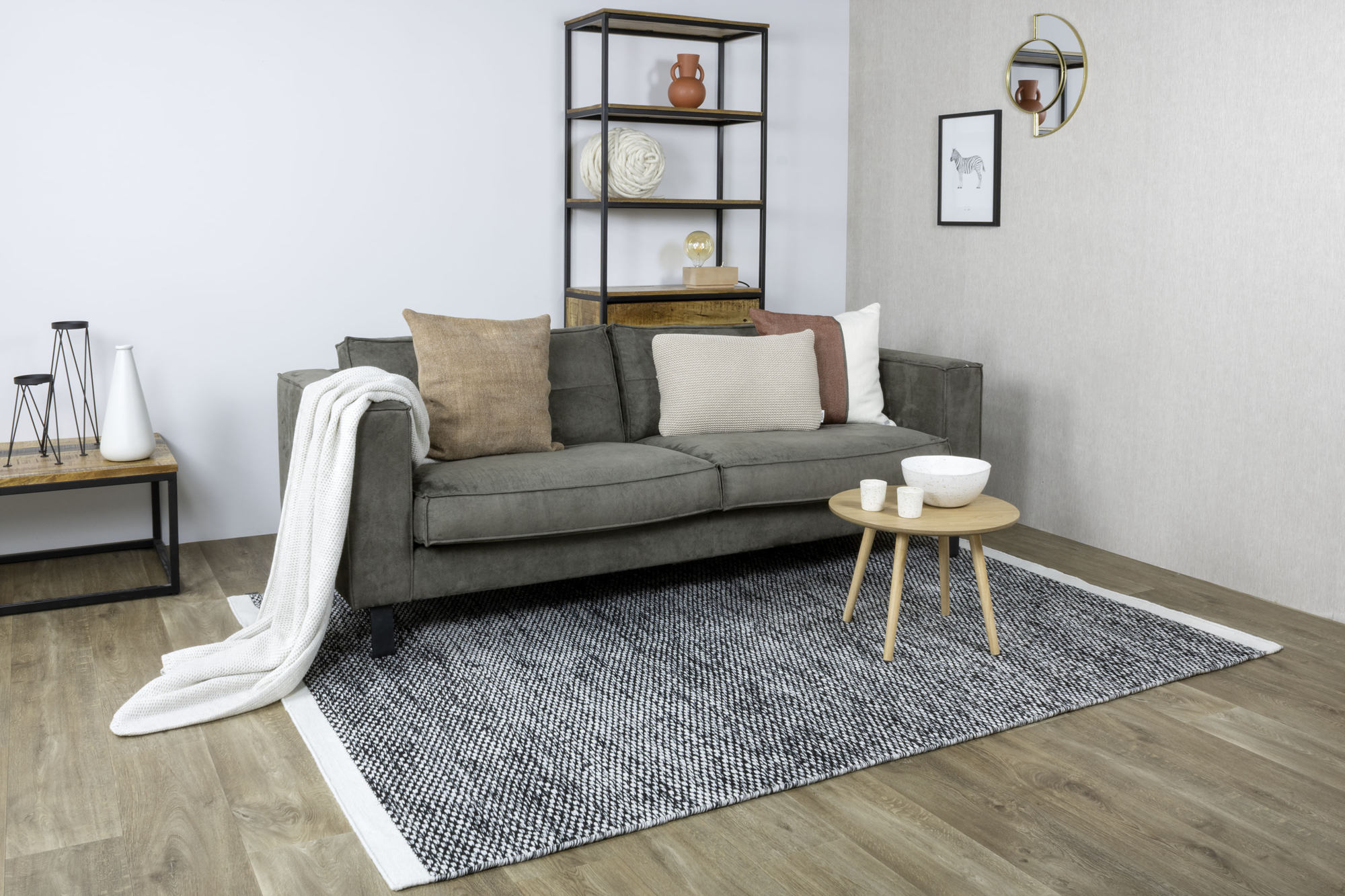 Vloerkleed Vaasa black white 160x230 cm
