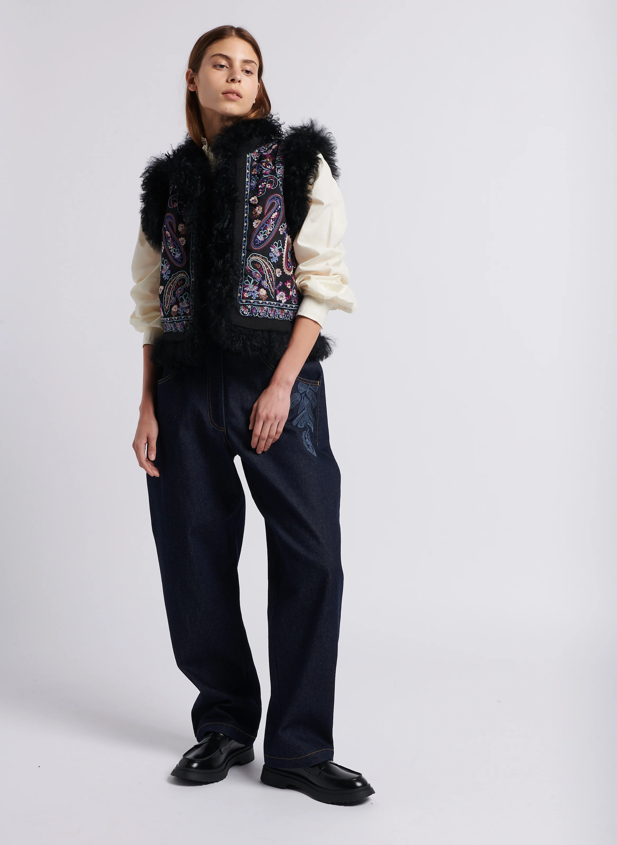ROZA - Gilet droit en coton | Noir